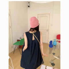 レトロシックなルーズデニムノースリーブベストドレス女性の夏の新しい怠惰なスタイルのドレス