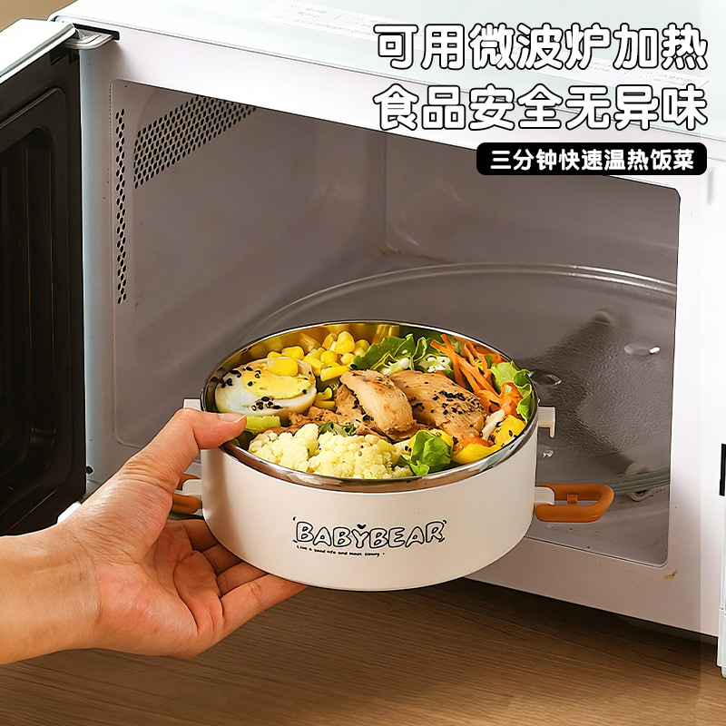 Nueva caja de almuerzo de aislamiento de acero inoxidable multicapa puede ser calentada por microondas para la oficina de gran capacidad portátil barril de almuerzo portátil