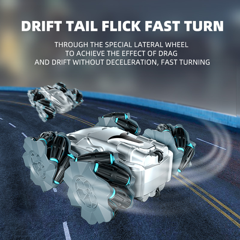 Venta caliente transfronteriza de doble cara de los niños truco deriva de control remoto coche de cuatro ruedas vehículo todoterreno 2,4g puesto de juguete de coche al por mayor