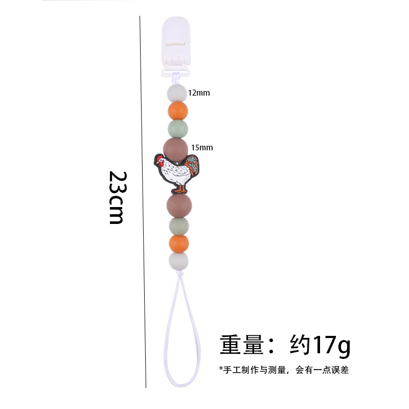 Nuevos bebés y niños series de dibujos animados gallo calmar la cadena de tetas bebés de silicona perlas de goma de dientes de mordida de dientes de mordida de dientes anti-caída cadena
