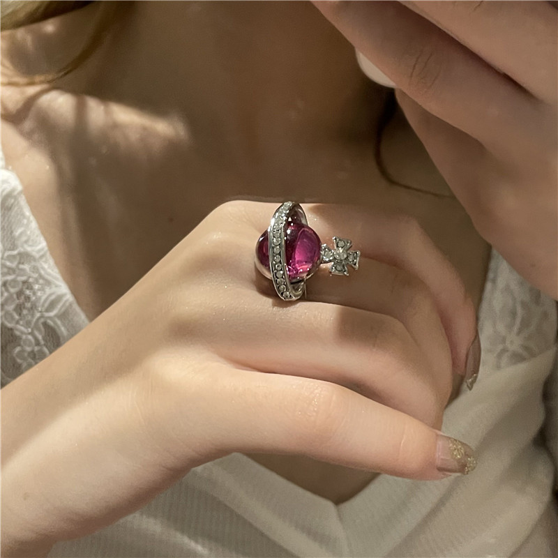 Bague En Diamant Sphère Rubis Rose Mode En Gros Nihaojewelry display picture 5