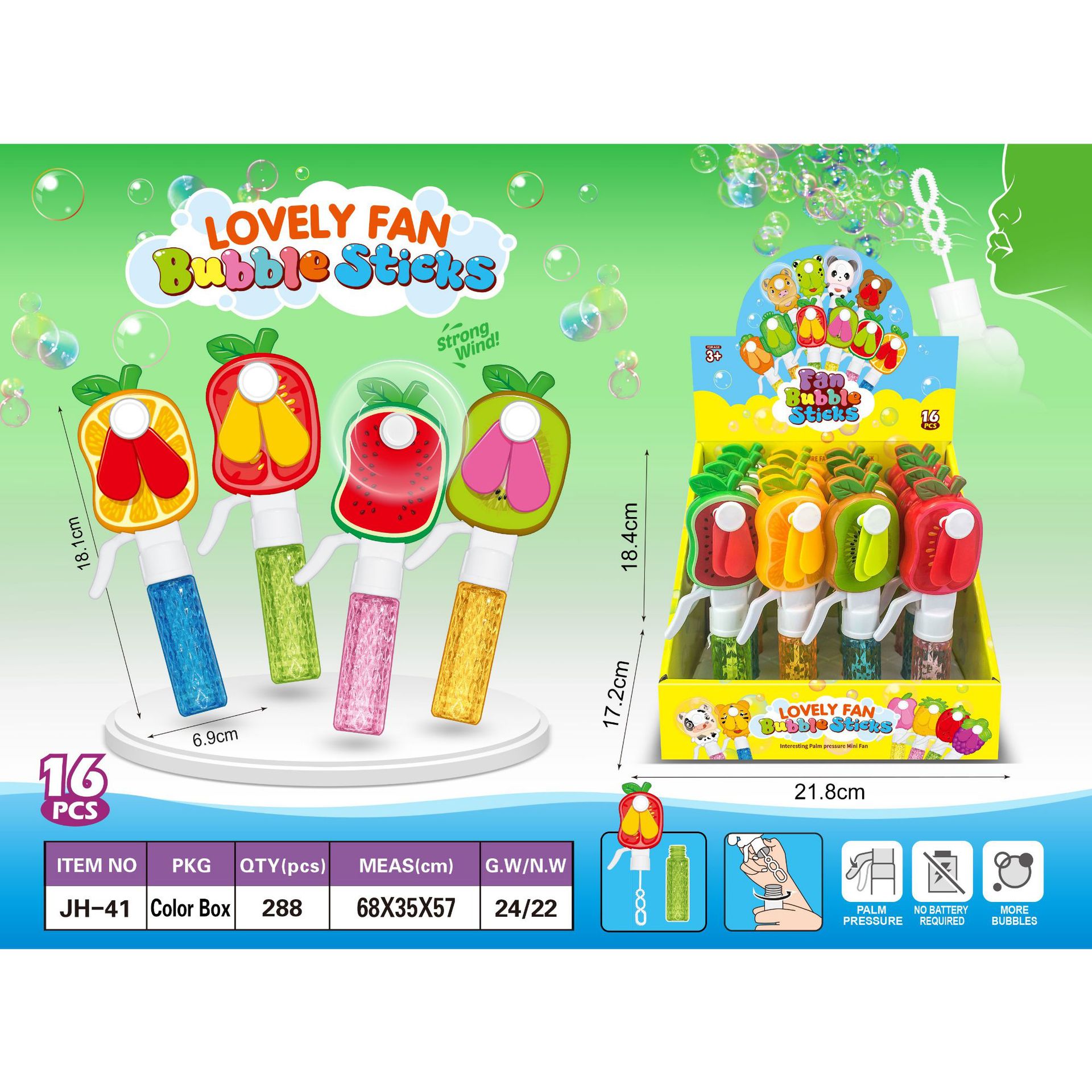 dibujos animados ventilador de presión manual burbuja barra dulce donut burbuja manual pequeño ventilador juguete de verano para niños