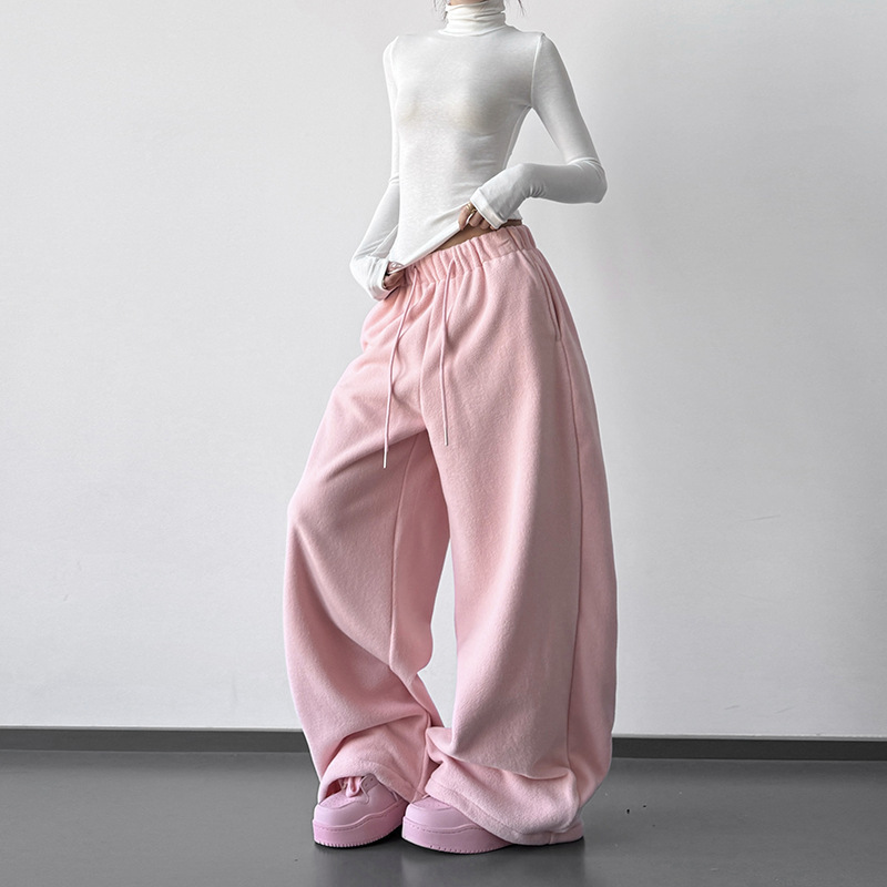 Korean Style Polar Fleece Sports Casual Pants for Women 2025 Autumn and Winter New Elastic Waist Loose Wide Leg Slimming Look Leggings Pants Korean Style Polar Fleece Sports Casual Pants for Women 2025 Autumn and Winter New Elastic Waist Loose Wide Leg Slimming Look Leggings Pants