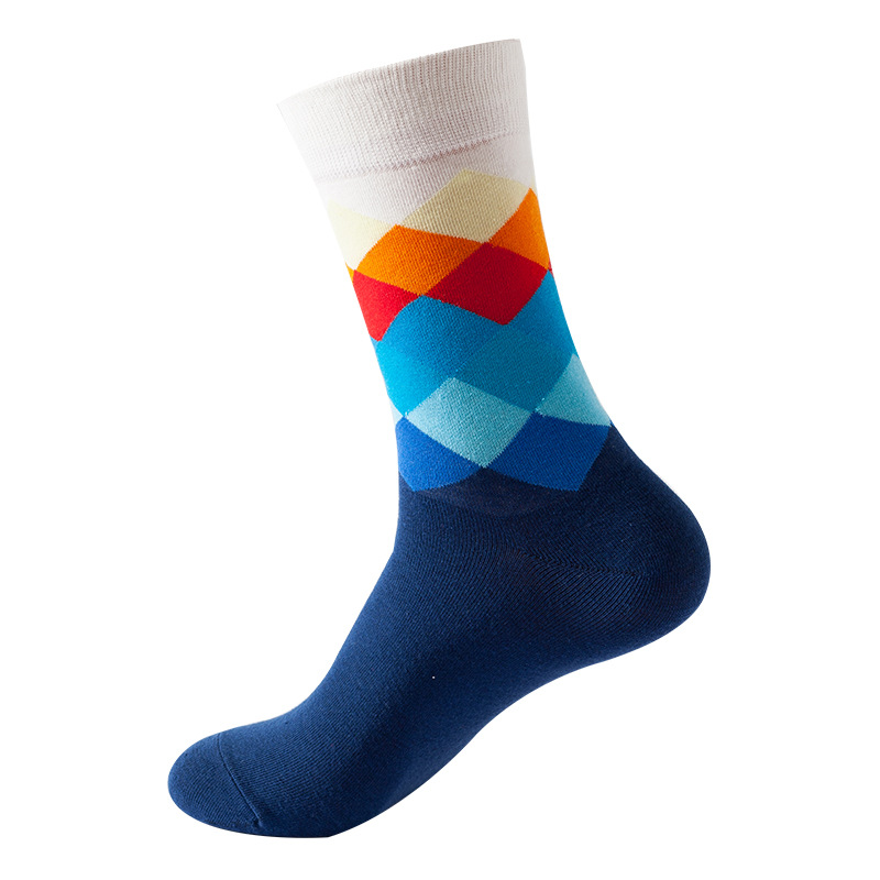 Chaussettes mi-mollet style Ins 2025d pour femme, motif losanges, tendance, unisexes, pour homme_voghion.com