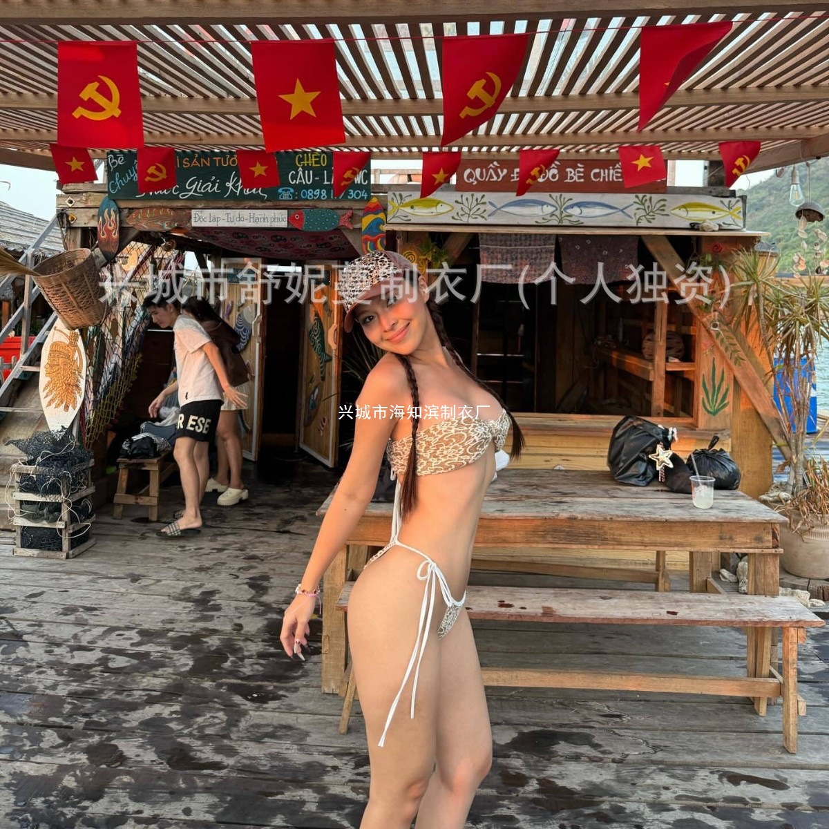 跨境韩版泳衣女感分体条纹比基尼性感纯欲泡温泉小胸泳装