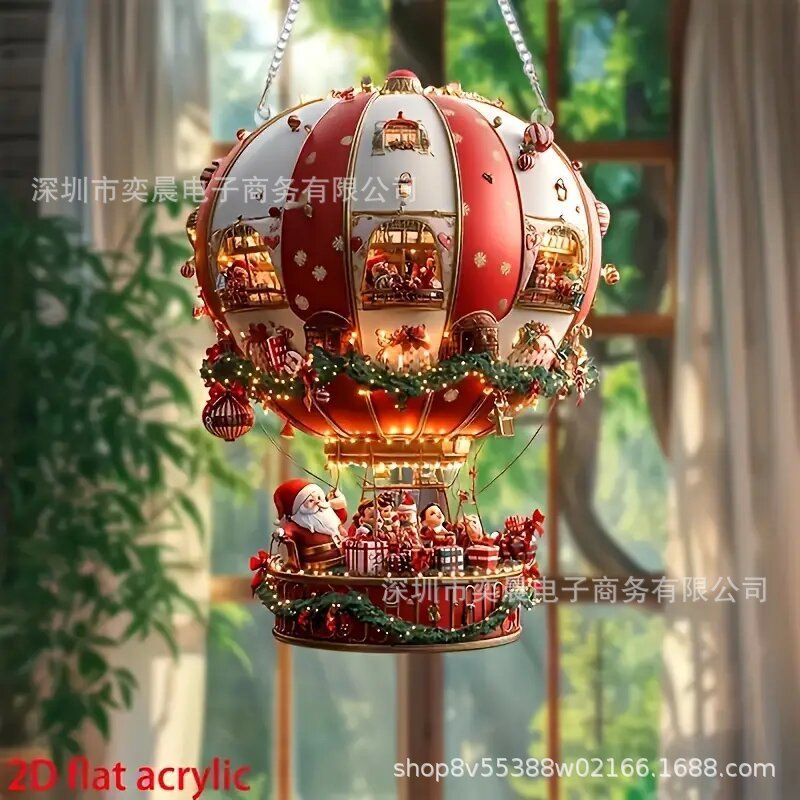 クリスマス熱気球サンタクロースアクリルペンダント、寝室と客間の壁面装飾|undefined