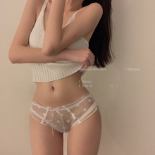 日系蕾丝内裤女士低腰爱心刺绣网纱透气纯棉裆三角裤少女款