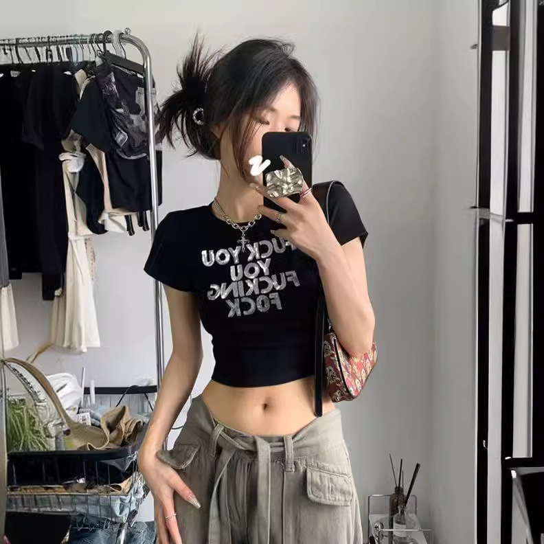 Retro black summer short design short sleeve T-shirt
