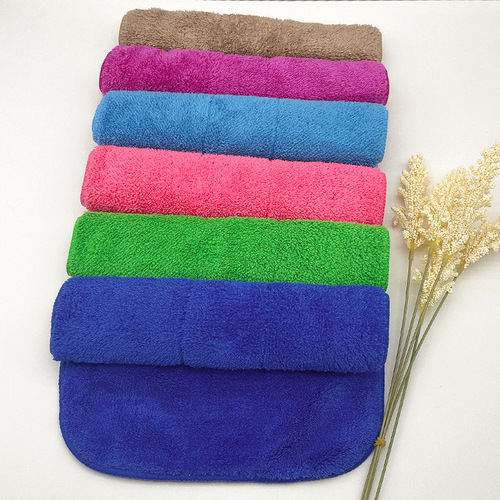 Factory direct sales double layer thickened coral velvet rag floor scouring pad wiping water absorbent kitchen cleaning dishcloth