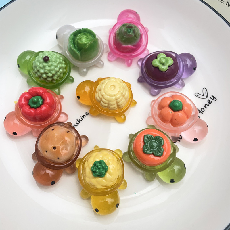 カラー立体夜光野菜果物大亀樹脂diyアクセサリー|undefined
