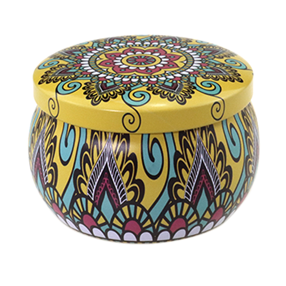 Venta al por mayor de fábrica: Tarro de hojalata de estilo étnico de 4.4 oz con forma de barriga grande para sirope de pera, dulces, té, velas aromáticas y almacenamiento de alimentos. image 19