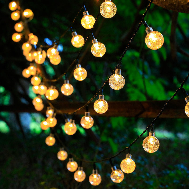LED气泡球灯串太阳能星星串灯户外露营氛围灯彩灯庭院装饰灯灯带