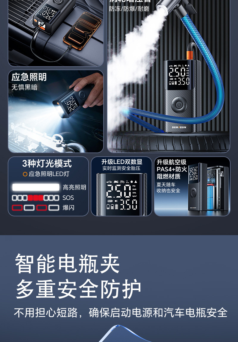Car-Mounted Power Bank with Air Pump, Portable Emergency Power Supply, Backup Battery, Jump Starter, Tire Inflator