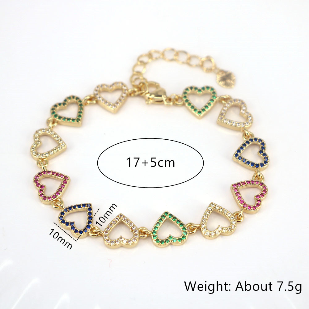 European and American copper micro-inlaid zircon heart-shaped five-pointed star bracelet