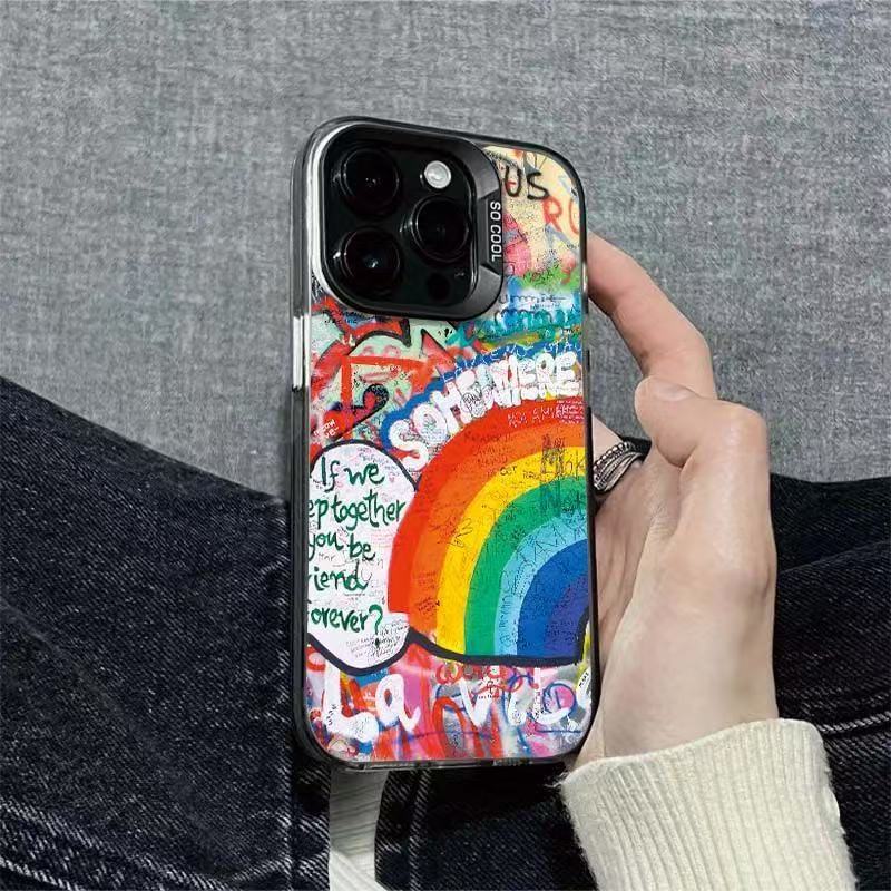 Nueva funda para teléfono estilo graffiti, compatible con iPhone 17, Apple 15 Pro Max/14, a prueba de golpes 13 Pro 16, estilo europeo y americano 11 XR.