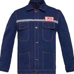 デニムの電気溶接作業服セットの男性ファスナーは厚くて、熱に耐えられます。