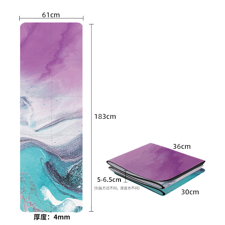 Padilla de yoga plegable TPE al por mayor impresión de gamuz absorción de sudor antideslizante portátil fabricante de yoga ligero