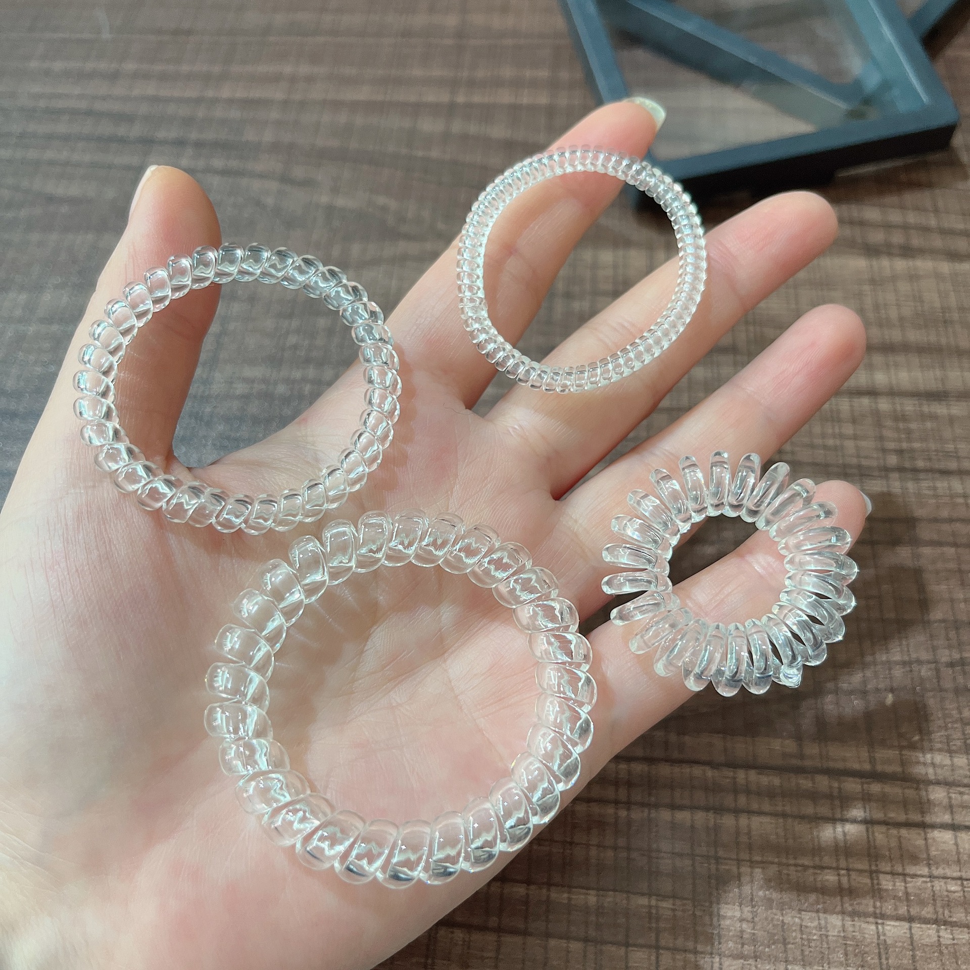 透明白电话线发圈多款简约无痕不伤发头饰百搭经典款手环两用皮筋