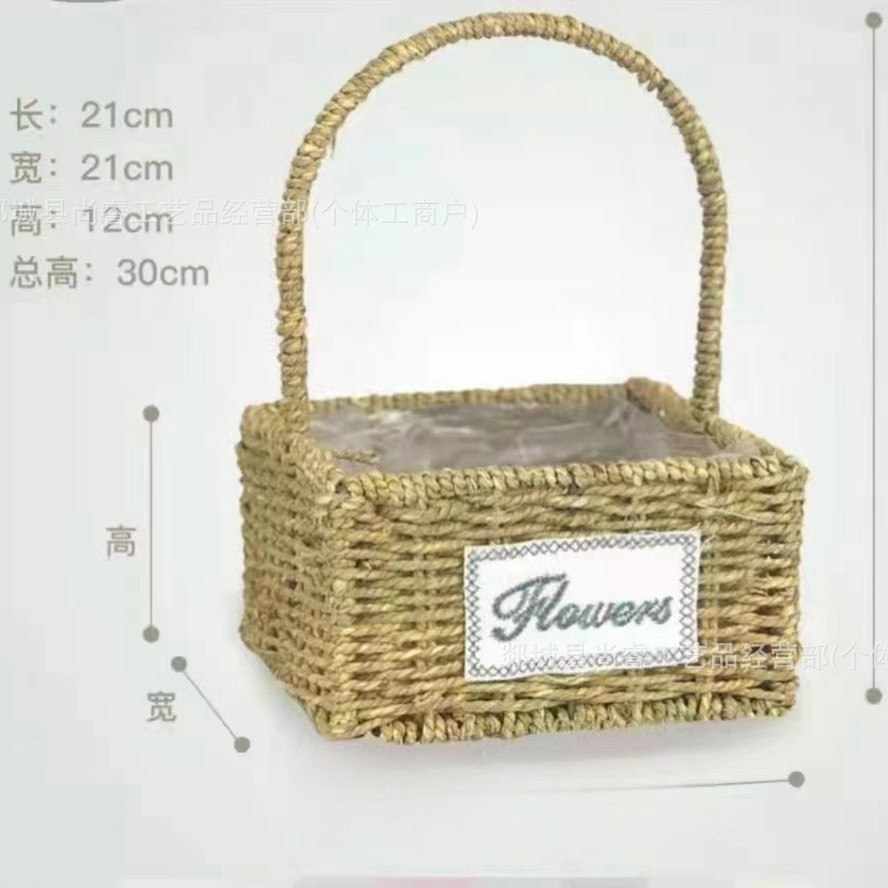 Cestas de flores tejidas a mano tejidas de paja bambú tejidas de flores tejidas a mano imitación de vid y fruta huevo caja de regalo cesta pastoral