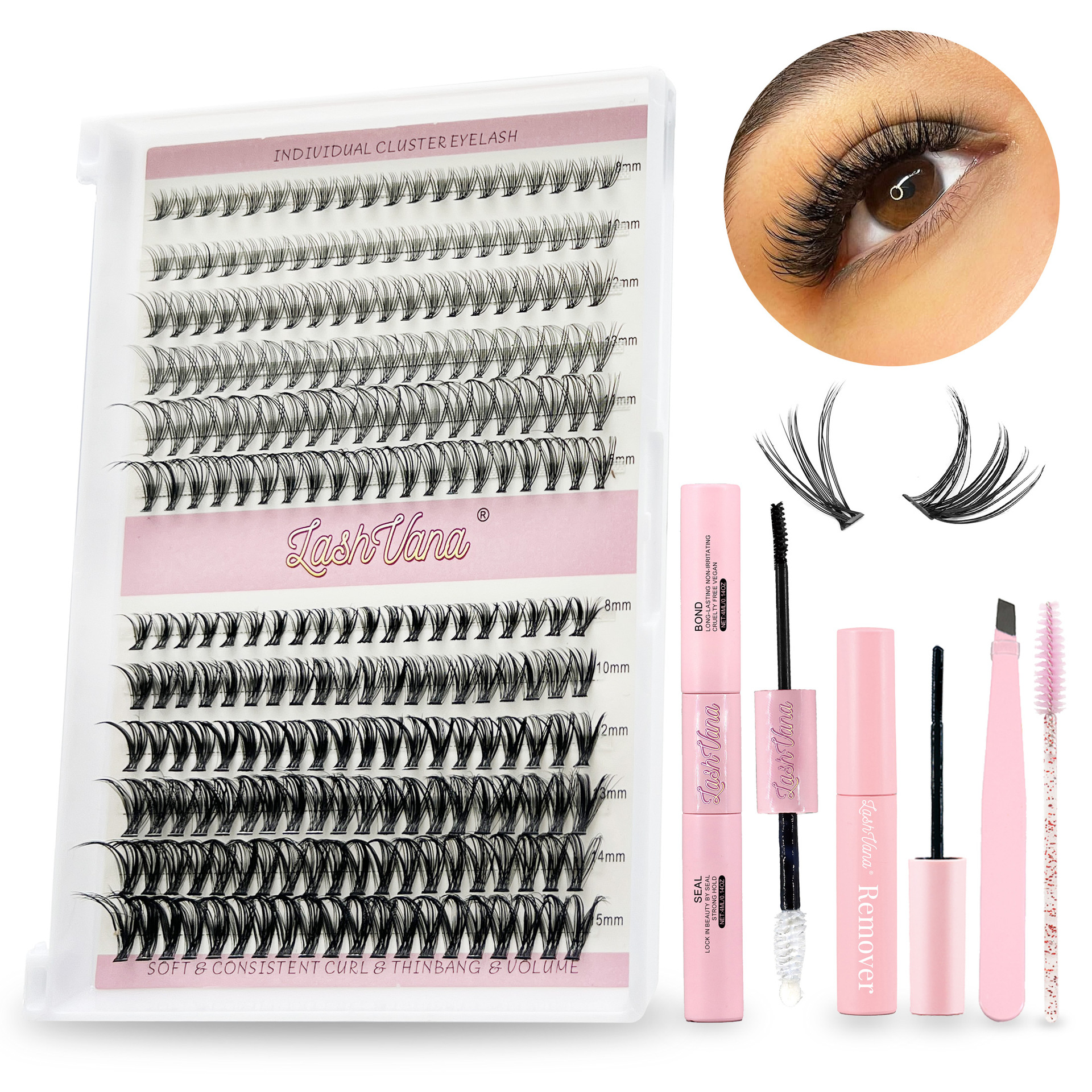 Juego de pestañas autoinjertadas de extensión segmentada de bricolaje 6neндep Pestañas postizas de simulación suave natural