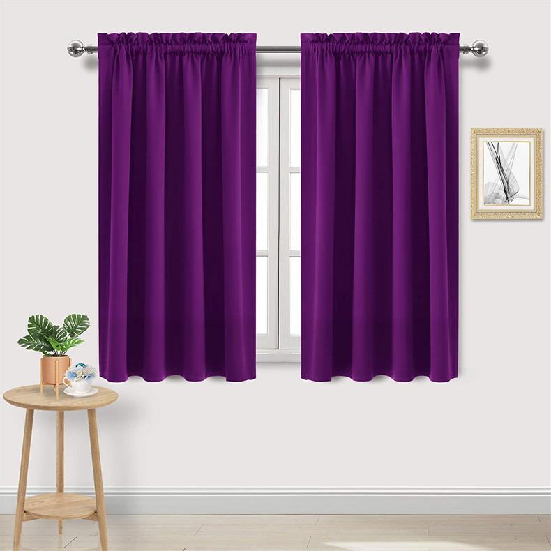 high light shielding heat insulating energy saving bedroom kitchen blocking curtains Nordic solid color black silk blackout curtains_voghion.com