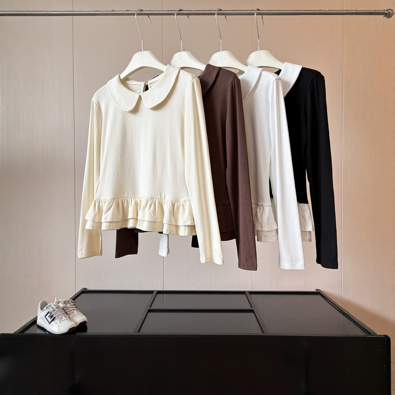 【Autumn New Arrival】The end of summer gives way to autumn, and new clothes bring joy to oneself # Doll Collar Ruffle T-Shirt