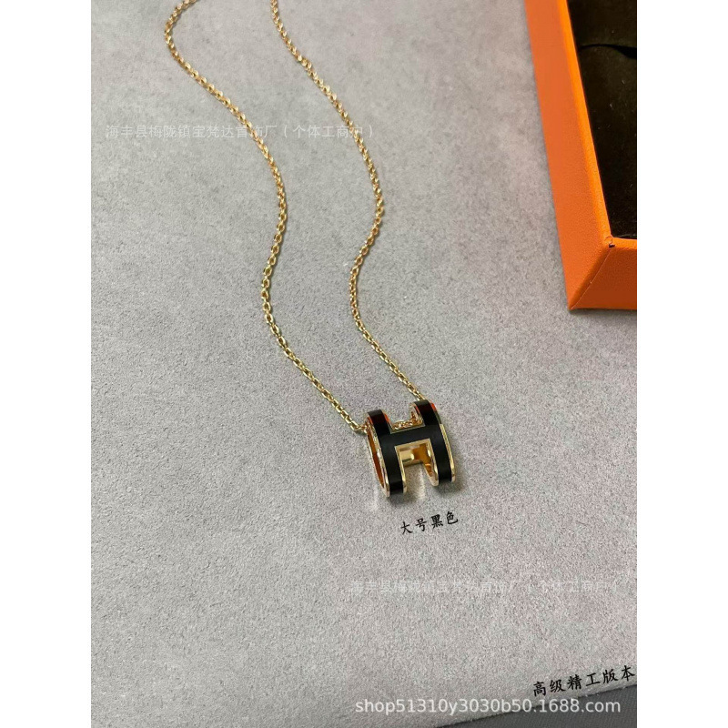 Emma's V ゴールド ハイエディション H ネックレス レディース エナメル レター ペンダント ミニ鎖骨チェーン バレンタインデー ガールフレンド ギフト メーカー|undefined