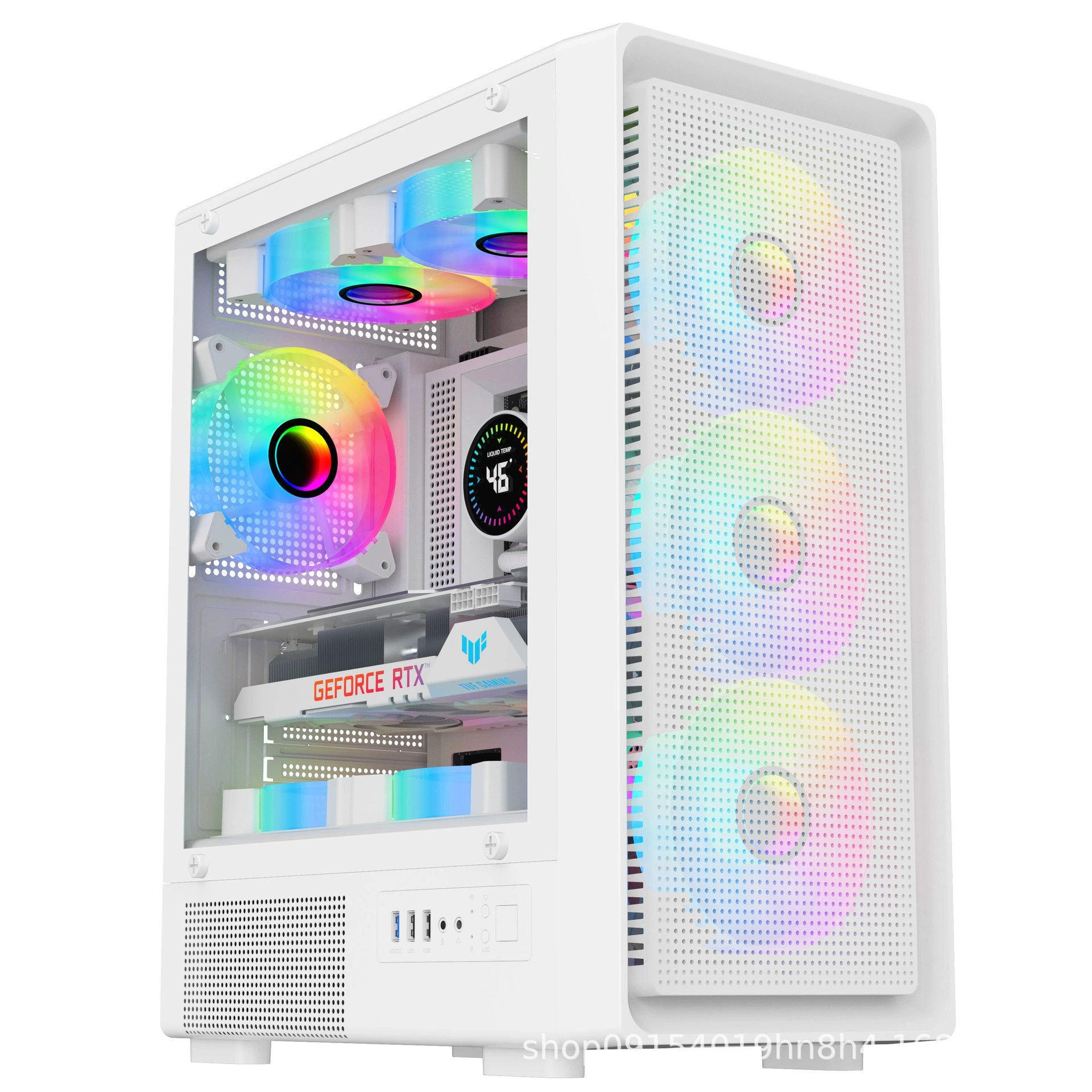 Десктопный корпус для сборки Nine-Tailed Fox T10, ATX, большая панель, стеклянная боковая прозрачная, 240 водяное охлаждение, MATX корпус