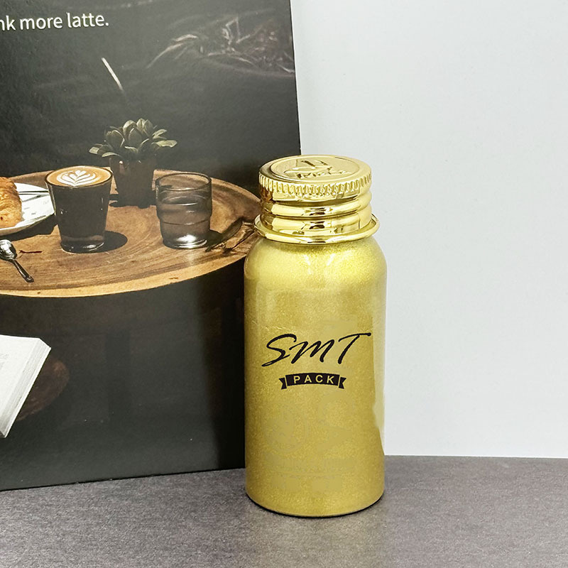 30ml 毫升 圆肩 螺口 闪金喷漆 电镀金螺纹盖 小药罐 分装 铝瓶