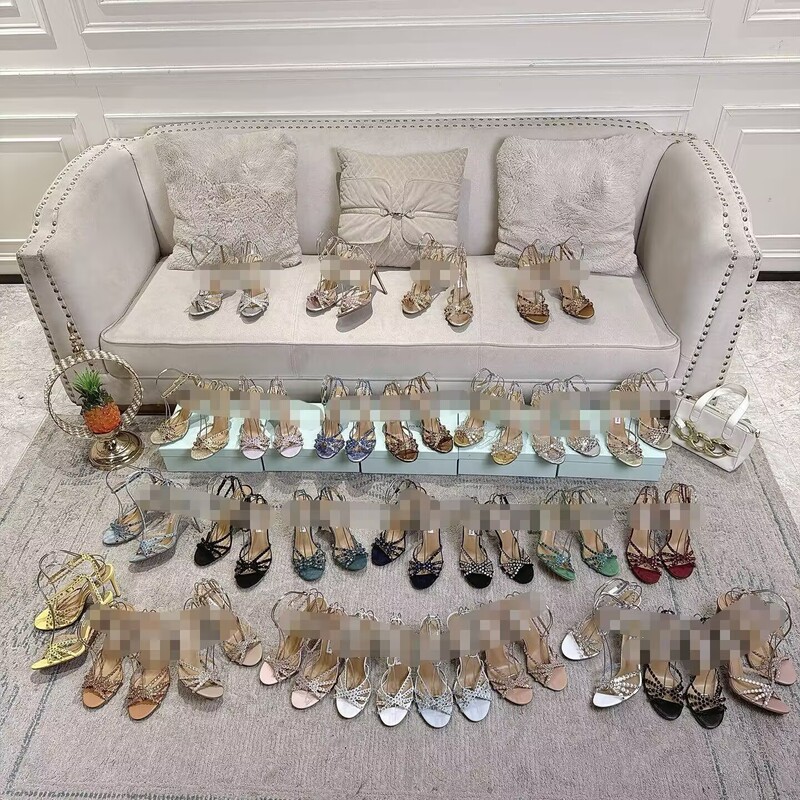 Cross-border light luxury European and American fashion multi-color rhinestone round-toe open-toe ankle strap elegant versatile commuting stiletto sandals Cross-border light luxury European and American fashion multi-color rhinestone round-toe open-toe ankle strap elegant versatile commuting stiletto sandals