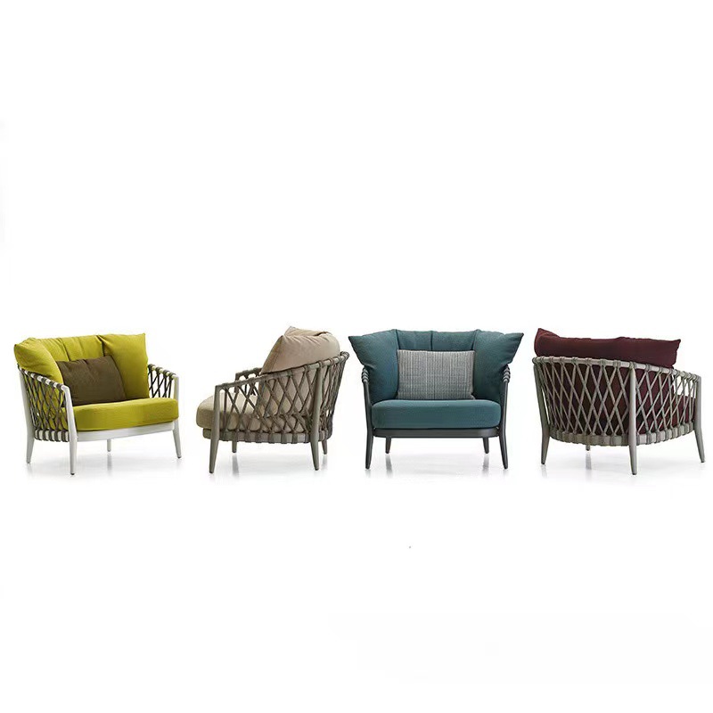 Sofá nórdico al aire libre patio casa de familia diseñador modelo muebles jardín área de ocio terraza sofá de ratán