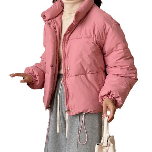 Short stand collar down cotton coat women's 2025 winter Korean style loose thickened bread coat cotton coat