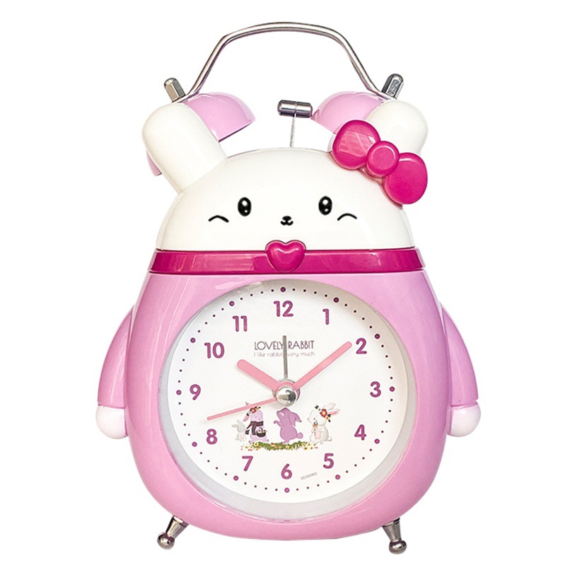 Directo de fábrica lindo animal conejito campana despertador estudiante niños mudo reloj creativo reloj despertador al por mayor
