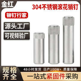 工厂现货批发304不锈钢滚花销钉圆柱销连接定位销轴M1.5-M8