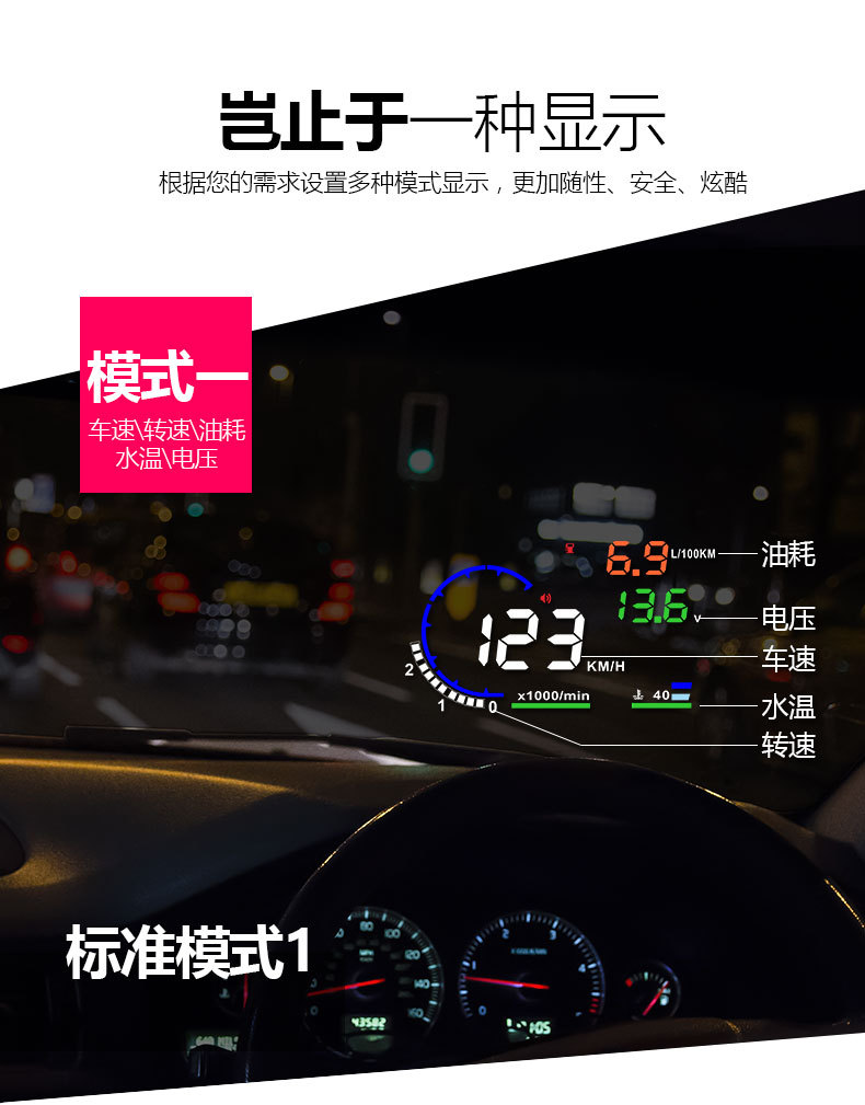 Weiying Intelligent Hud Head-Up Display A8 Car Obd Projector High-Definition Speedometer Multi-Function Universal