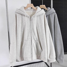 定制加厚加绒卫衣女秋冬外套2025新款羊羔绒休闲连帽外套冬季上衣