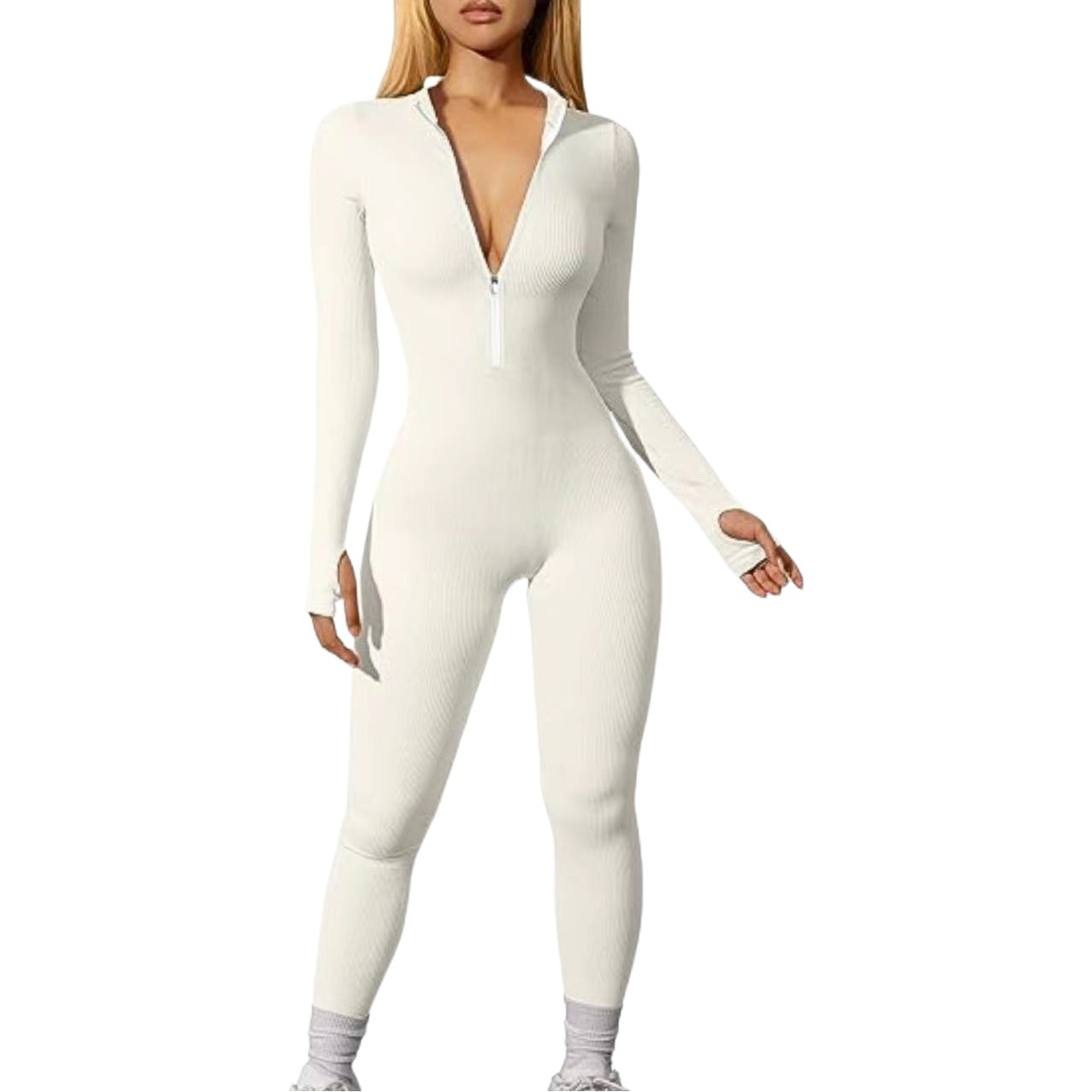 Transfronteriza europea y americana 2023 deportes de las mujeres mono entrenamiento costilla manga larga cremallera casual mono pantalones apretados
