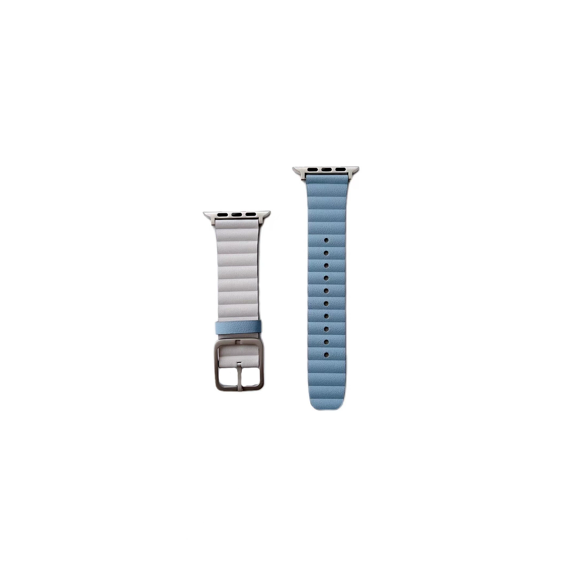 Apple double-sided bamboo watch strap, genuine leather with multiple color configurations