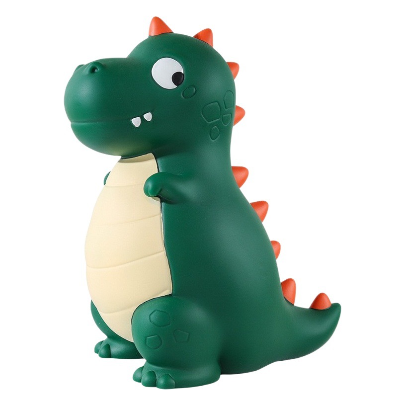 La decoración del hogar de la alcancía de los niños lindos de dibujos animados transfronterizos puede entrar y salir de la alcancía de dinosaurio resistente a la caída