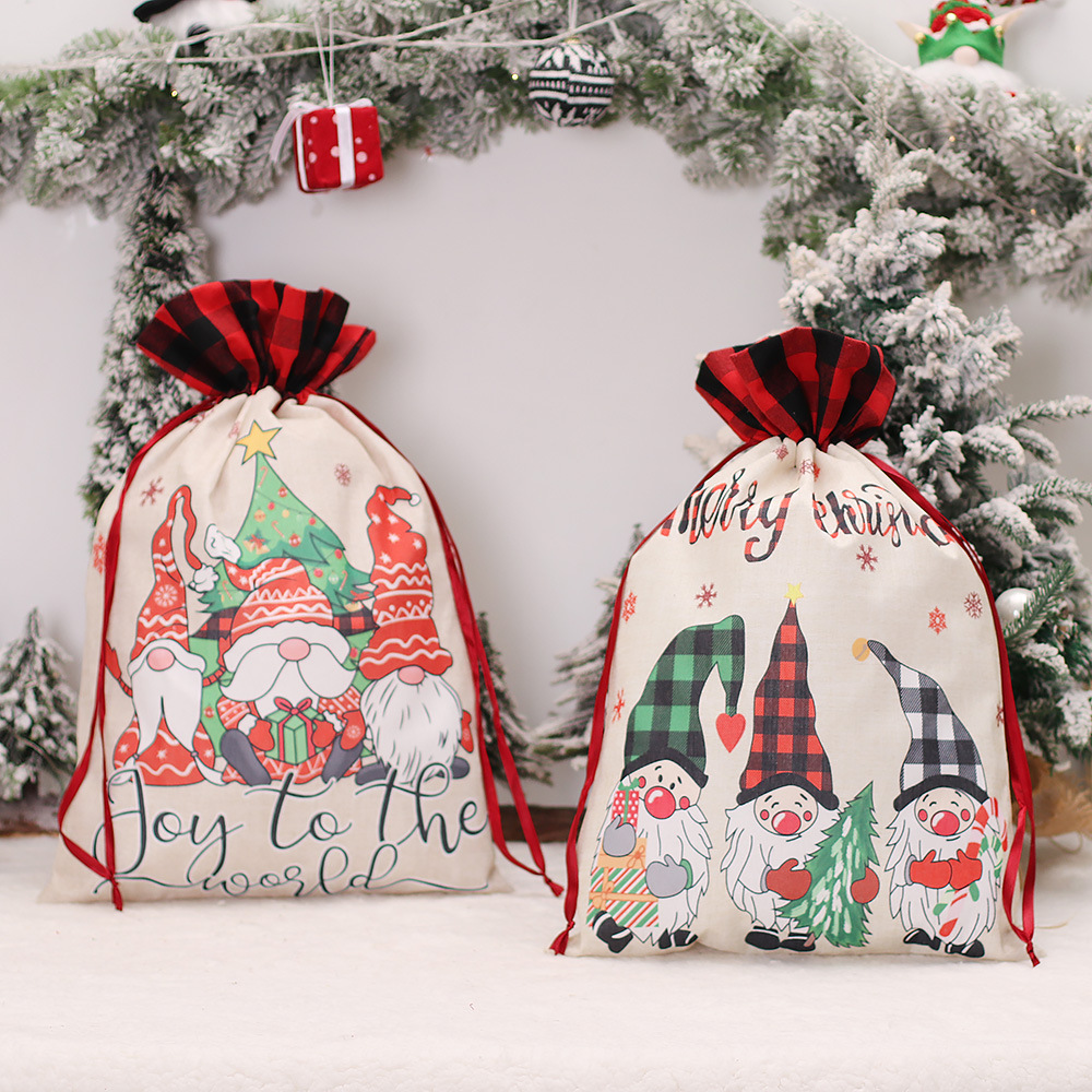 Home & Garden Christmas decorations cartoon large drawstring gift bag faceless doll gift bag Forester candy bag wholesale_voghion.com