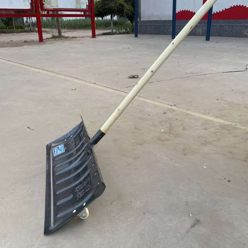 Snow Push Shovel Wheel-Type with Wheels Large Manganese Steel Thick Grain Shovel Manure Shovel Snow Push Plate Snow Removal Tool Gadget