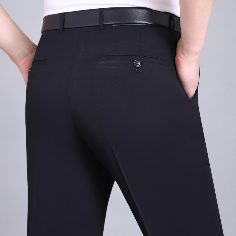 2025 verano nuevo estilo pantalones de hombre, cintura alta fina, pantalones de negocios rectos sueltos, pantalones de papá de mediana edad y ancianos image 11