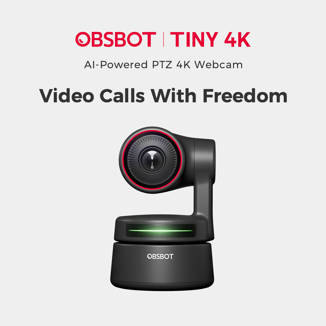 OBSBOT Tiny4K超高清直播摄像头电脑台式笔记本视频会议网课教学