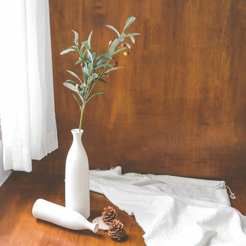 Creativo llano quema florero de cerámica decoración salón escritorio suave decoración nórdica mesa comedor blanco flor seca florero