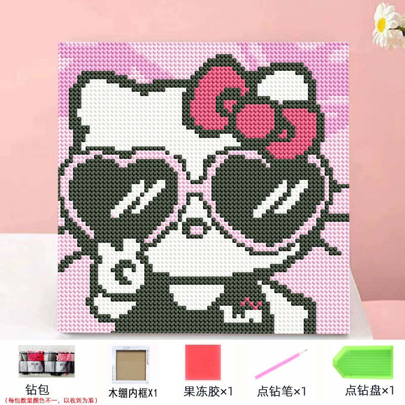 Набор алмазной мозаики DIY Kuromi и мультфильмы 20×20 см, рамка-наклейка, детское творчество