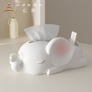 Elephant Tissue Box Ornament Remote Control Storage Living Room Coffee Table Multi-Functional Cream Style Creative Tissue Box