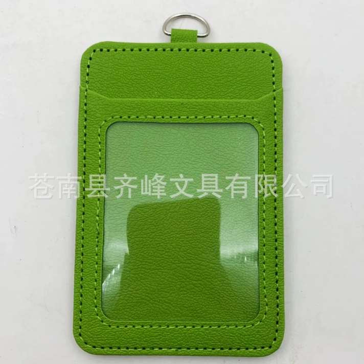 Индивидуальный кожаный держатель для карт с тисненым логотипом, зеленый, для рабочих удостоверений, с шнурком, имитация кожи, производитель из Вэньчжоу.