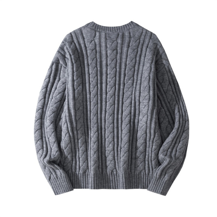 Pull en maille torsadée pour homme - Pull col rond d'inspiration streetwear pour l'automne et l'hiver (noir, beige, marron, gris)_voghion.com