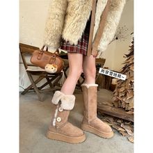 工厂直销厚底雪地靴女冬季新加绒加厚防滑保暖高筒骑士靴东北棉靴