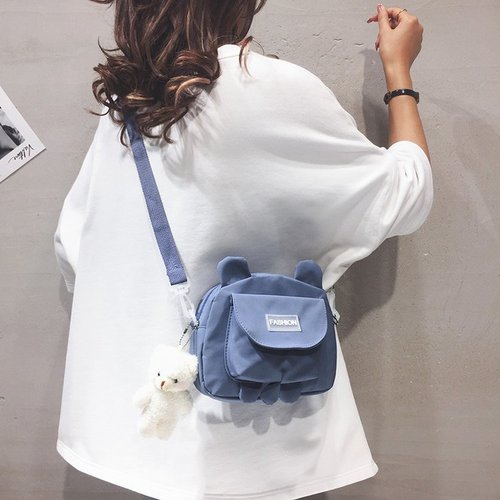 ins cute little bag  new Japanese style small fresh girly canvas crossbody bag student shoulder cartoon bag